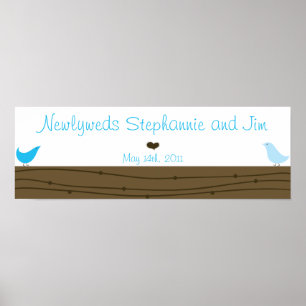 22.5"x7.5" Personalized Banner Love Birds Poster