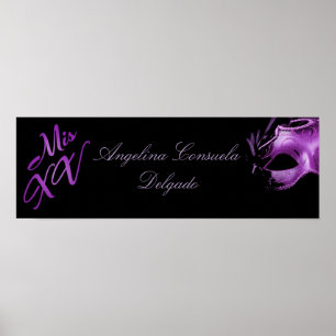 22.5"x7.5" Personalized Banner Mis XV Purple Poster
