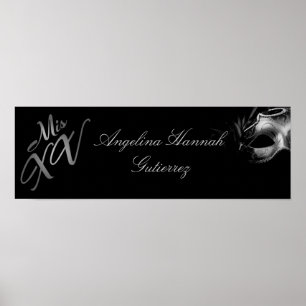 22.5"x7.5" Personalized Banner Mis XV Silver Poster