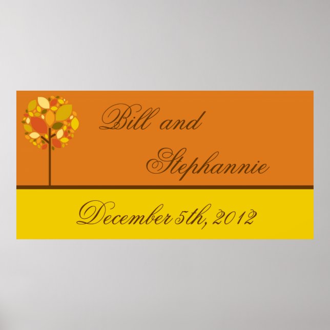 22.5"x7.5" Personalized Banner Modern Autumn Tree Poster (Front)