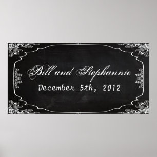 22.5"x7.5" Personalized Banner Modern Chalkboard Poster