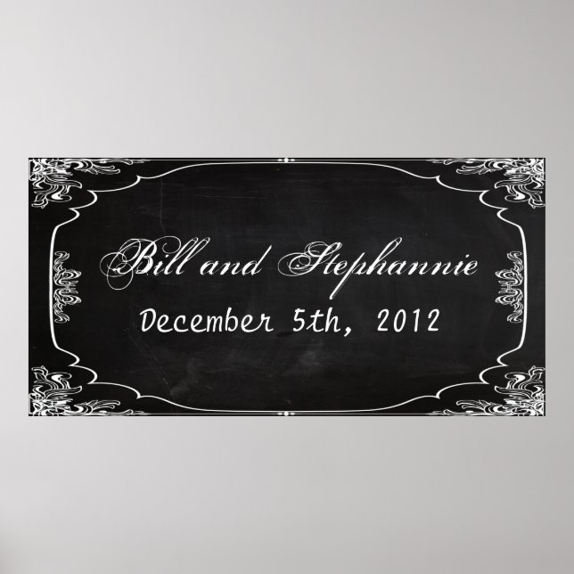 22.5"x7.5" Personalized Banner Modern Chalkboard Poster (Front)