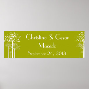 22.5"x7.5" Personalized Banner Modern Green Trees Poster