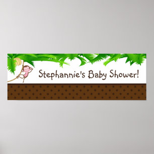 22.5"x7.5" Personalized Banner Monkey Swing Zoo Poster