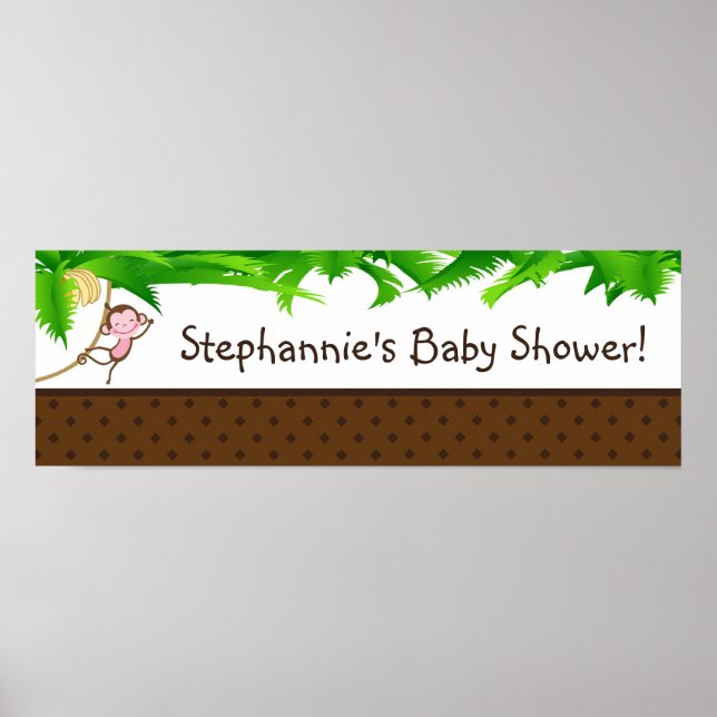 22.5"x7.5" Personalized Banner Monkey Swing Zoo Poster (Front)