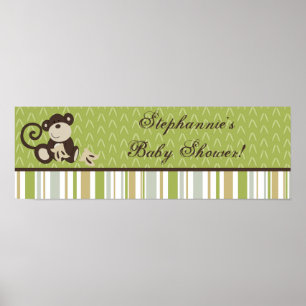 22.5"x7.5" Personalized Banner Monkey Time Jungle Poster