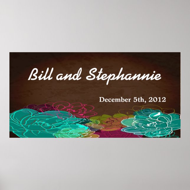 22.5"x7.5" Personalized Banner Neon Spring Floral Poster (Front)