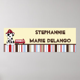 22.5"x7.5" Personalized Banner Nojo Fire Engine Poster