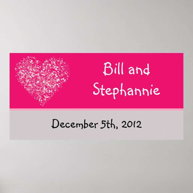 22.5"x7.5" Personalized Banner Pink Floral Petals Poster (Front)