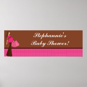 22.5"x7.5" Personalized Banner Pink Mod Mom Polka Poster