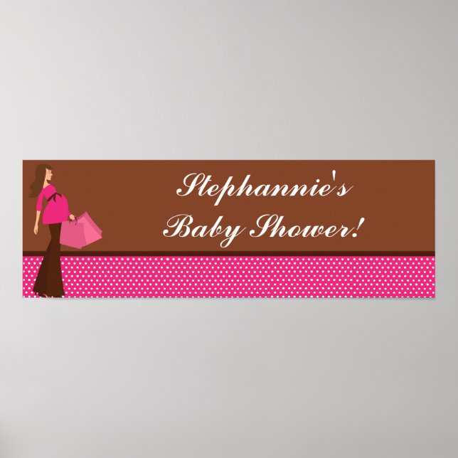 22.5"x7.5" Personalized Banner Pink Mod Mom Polka Poster (Front)