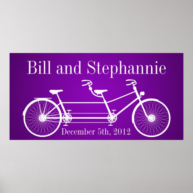 22.5"x7.5" Personalized Banner Purple Double Bike Poster (Front)