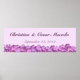 22.5"x7.5" Personalized Banner Purple Orchids on S Poster