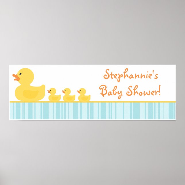 22.5"x7.5" Personalized Banner Rubber Ducky Bubble Poster (Front)