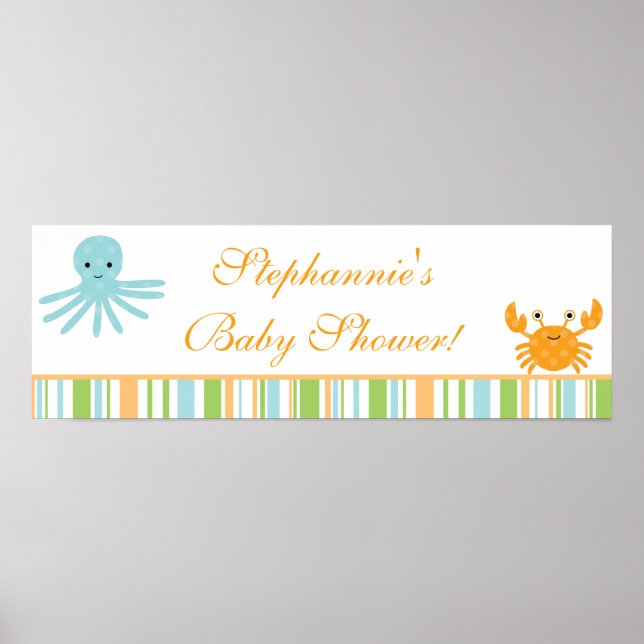22.5"x7.5" Personalized Banner Sea Life Ocean Poster (Front)
