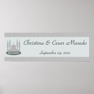 22.5"x7.5" Personalized Banner Soft Blue Islamic R Poster