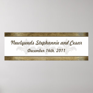 22.5"x7.5" Personalized Banner Vintage Brown Damas Poster