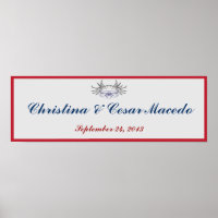 22.5"x7.5" Personalized Banner White Dove Red Blue