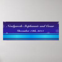22.5"x7.5" Personalized Banner White Snow Flakes