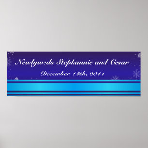 22.5"x7.5" Personalized Banner White Snow Flakes Poster