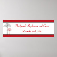 22.5"x7.5" Personalized Banner Winter Grey/Red Tre