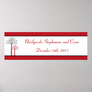 22.5"x7.5" Personalized Banner Winter Grey/Red Tre Poster