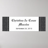 22.5"x7.5" Personalized Black Grey Formal Gothic P