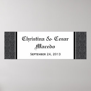 22.5"x7.5" Personalized Black Grey Formal Gothic P Poster