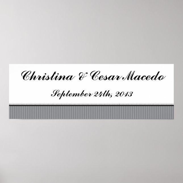 22.5"x7.5" Personalized Black Olives Grey Stripes Poster (Front)