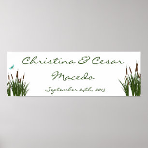 22.5"x7.5" Personalized Cattail/Dragonfly in Colou Poster