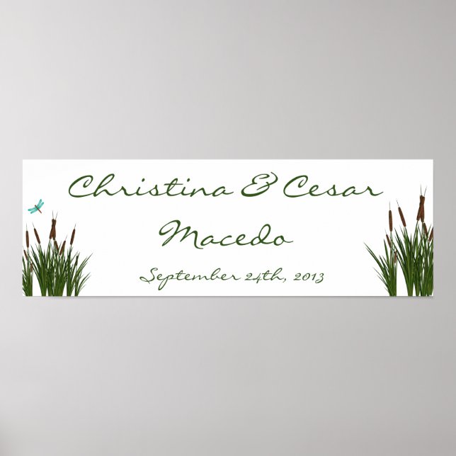 22.5"x7.5" Personalized Cattail/Dragonfly in Colou Poster (Front)