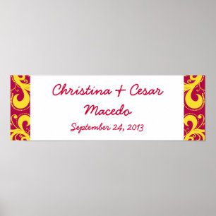 22.5"x7.5" Personalized Hot Pink/Yellow Swirls Dot Poster