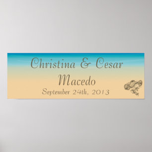 22.5"x7.5" Personalized Ocean Beach Shore Seashell Poster