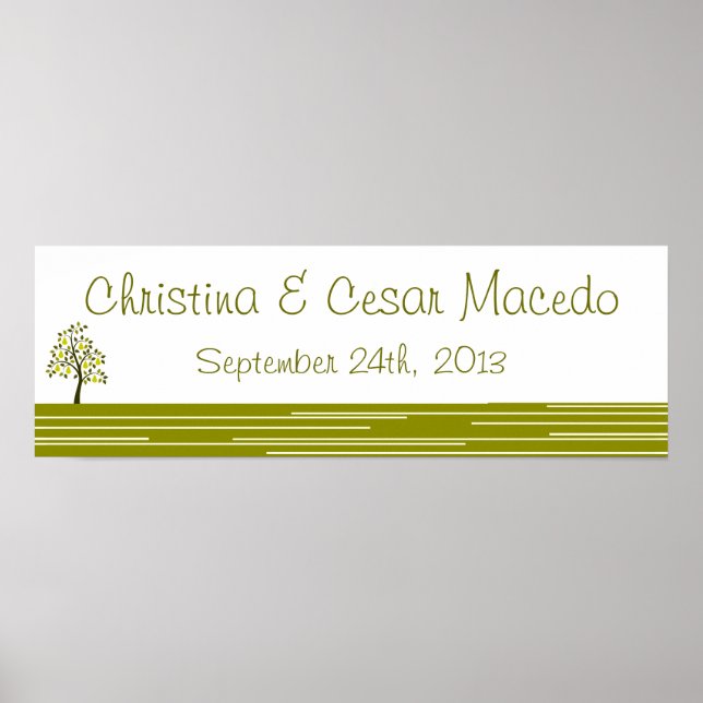 22.5"x7.5" Personalized Paper Green Pear Fruit Str Poster (Front)