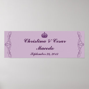 22.5"x7.5" Personalized Royal Purple Crown/Swirls Poster