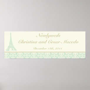 22.5"x 7.5" Personalized Banner Damask Paris Poster