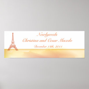 22.5"x 7.5" Personalized Banner Paris Peach Poster