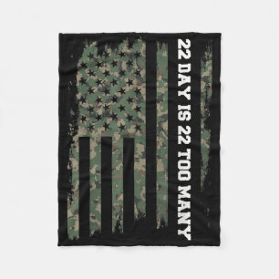 22 A Day Veteran Lives Army Suicide Awareness Fleece Blanket