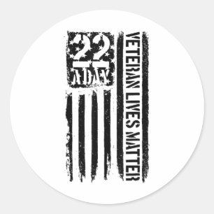 22 A Day Veteran Lives Veteran Suicide Awareness Classic Round Sticker