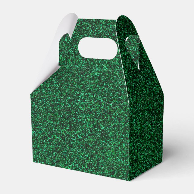 22 Emerald Glitter Print Sparkles Gable Favor Box (Front Side)