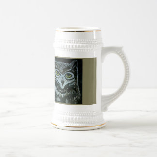 22 ounce custom stein with hand painted owl