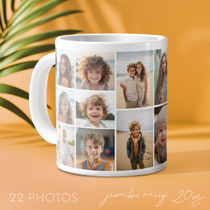 22 Photo Collage - Minimal Grid with White Large Coffee Mug