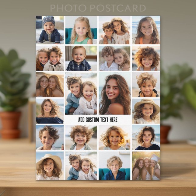22 Photo Collage - White and Text Postcard (Custom Photo Postcard with Lots of Pictures)