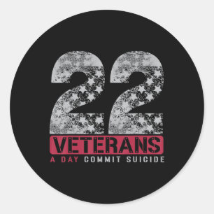 22 Stars Veteran Suicide Awareness  Classic Round Sticker