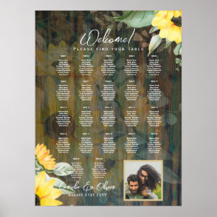 22 Table Rustic Wood SUNFLOWERS PHOTO SEATING Poster