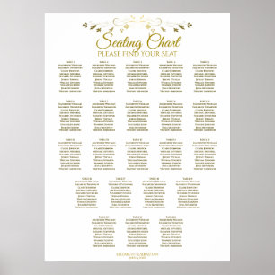 22 Table Simple Gold White Wedding Seating Chart