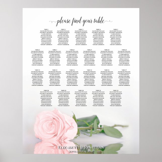 22 Tableau Élégant Mariage rose rose (Devant)