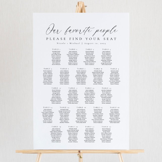 22 Tables Favorite People Acrylic Seating Chart (Créateur téléchargé)