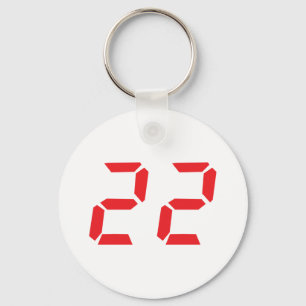 22 twenty-two red alarm clock digital number keychain