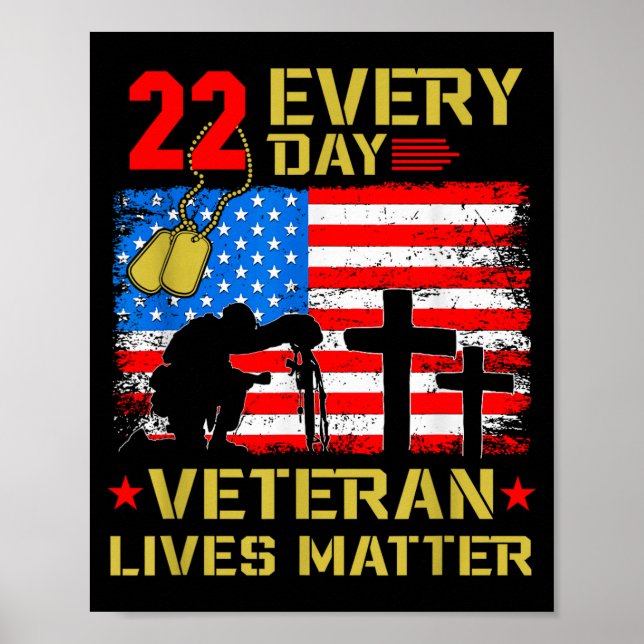 22 Veterans A Day Veteran Suicide Prevention Aware Poster (Front)